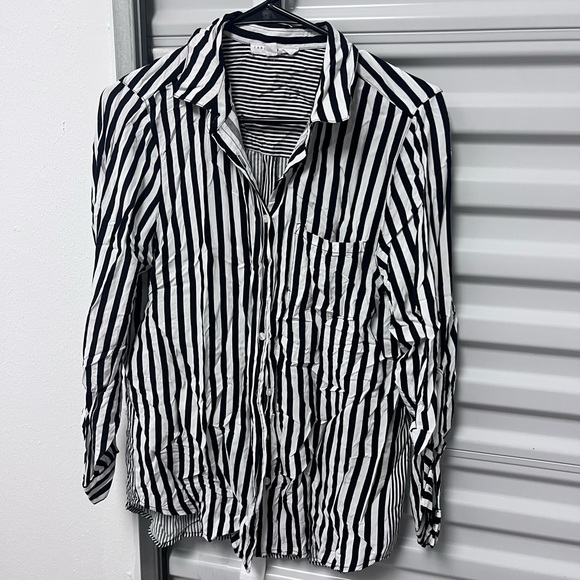 Jane and Delancey Tops - Jane+Delancy Black and White Striped Button-Up Shirt